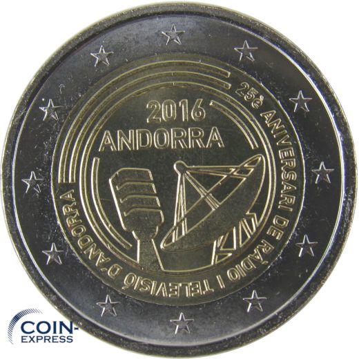 2 Euro Gedenkmünze Andorra 2016 25 Jahre Rundfunk