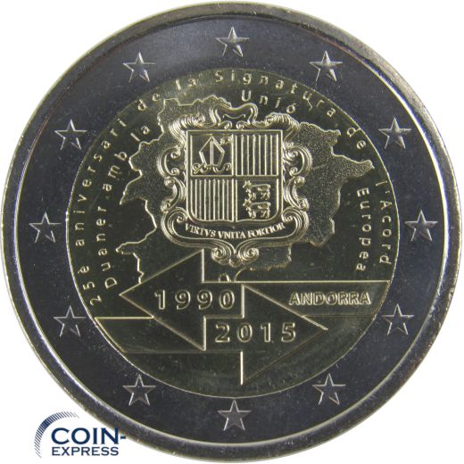 2 Euro Gedenkmünze Andorra 2015 Zollunion