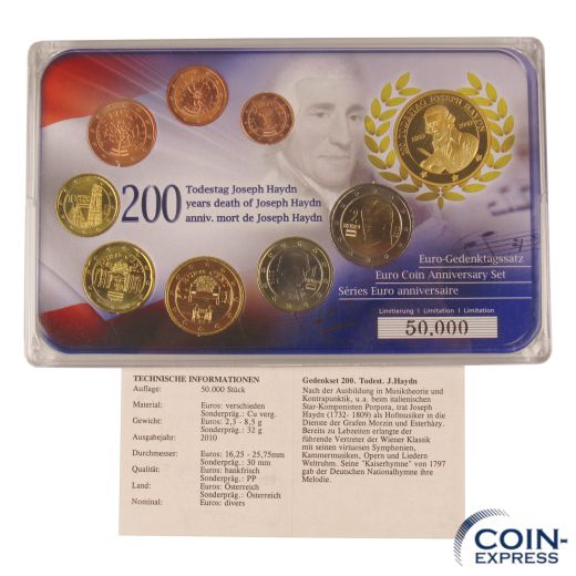 Euro Kursmünzensatz Österreich - 200. Todestag Joseph Haydn