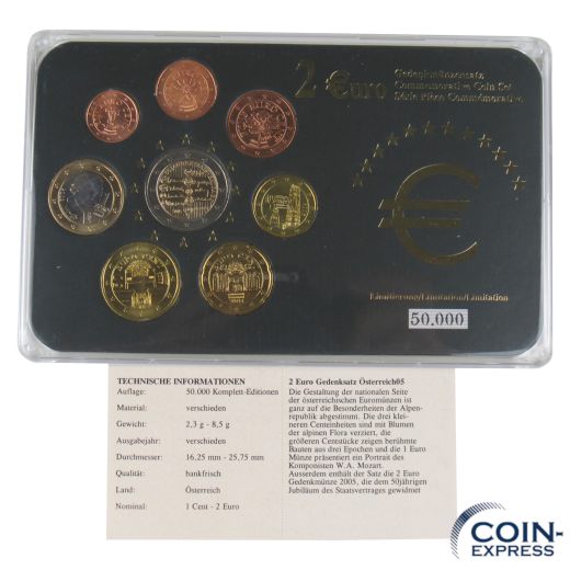 2 Euro Gedenkmünzensatz Österreich 50 Jahre Staatsvertrag