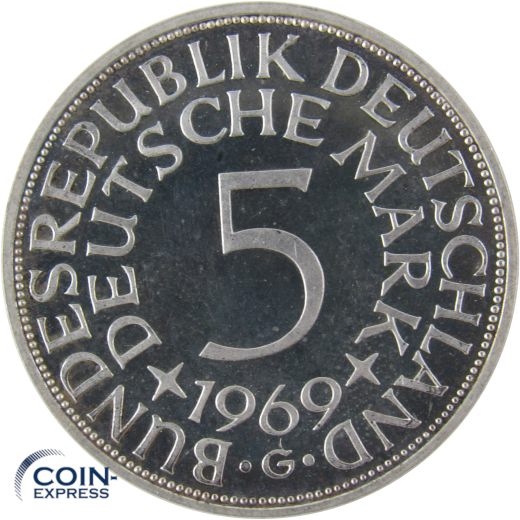 5 DM Münze Deutschland 1969 PP G - Silberadler