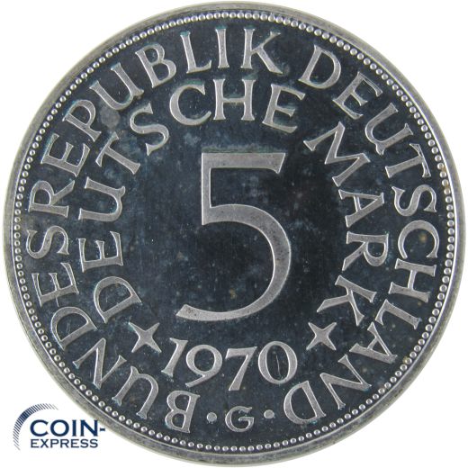 5 DM Münze Deutschland 1970 PP G - Silberadler
