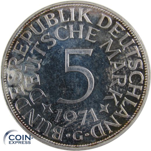 5 DM Münze Deutschland 1971 PP G - Silberadler