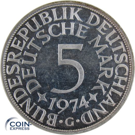 5 DM Münze Deutschland 1974 PP G - Silberadler