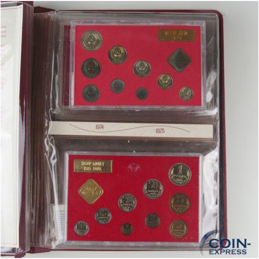 Sammlung 7x Rubel Kursmünzensätze Russland 1974 - 1980