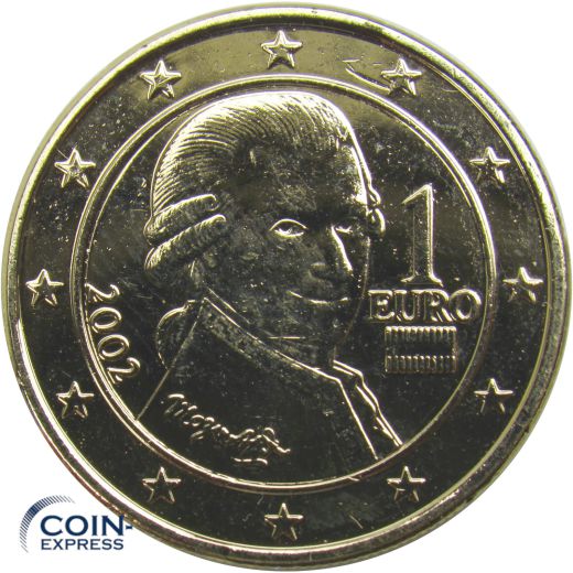 1 Euro Münze Österreich 2002 vergoldet