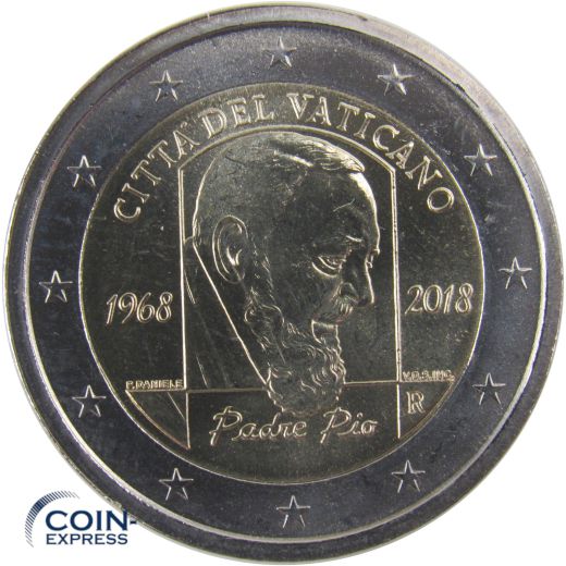 2 Euro Gedenkmünze Vatikan 2018 - 50. Todestag Pater Pio