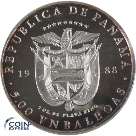 5 Balboas Gedenkmünze Panama 1988 Freiherr von Richthofen