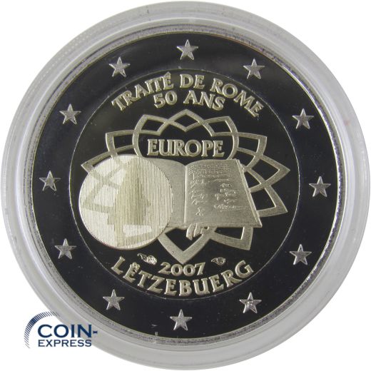 2 Euro Gedenkmünze Luxemburg 2007 PP Römische Verträge