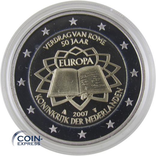 2 Euro Gedenkmünze Niederlande 2007 PP Römische Verträge
