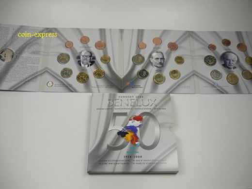 Euro Kursmünzensatz Benelux 2008 BU - Belgien + Niederlande + Luxemburg