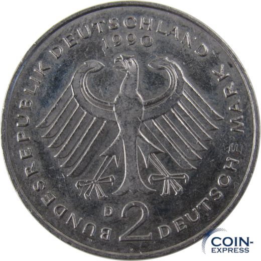 2 DM Münze Deutschland 1990 D - Kurt Schumacher