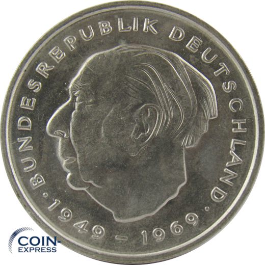 2 DM Münze Deutschland 1977 F - Theodor Heuss
