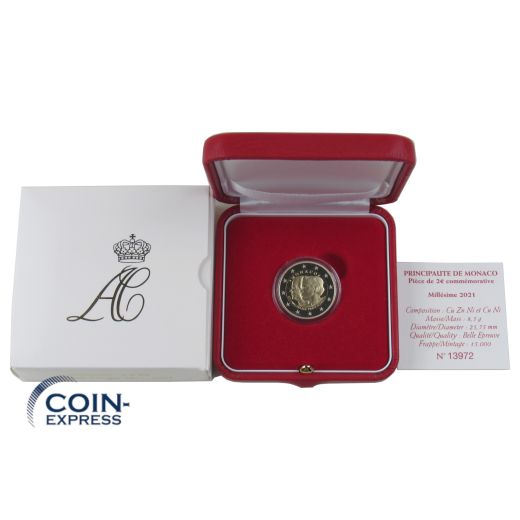 2 Euro Gedenkmünze Monaco 2021 - 10. Hochzeit Albert und Charlene