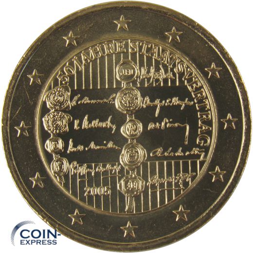 2 Euro Gedenkmünze Österreich 2005 50 Jahre Staatsvertrag vergoldet