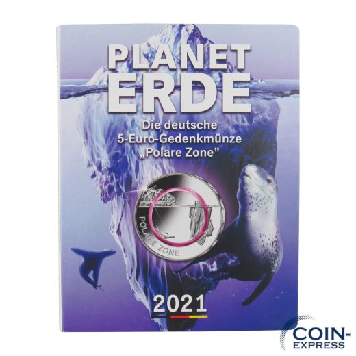 5x 5 Euro Deutschland 2021 Polare Zone ADFGJ im Folder