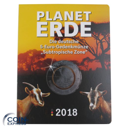 5x 5 Euro Deutschland 2018 Subtropische Zone ADFGJ im Folder