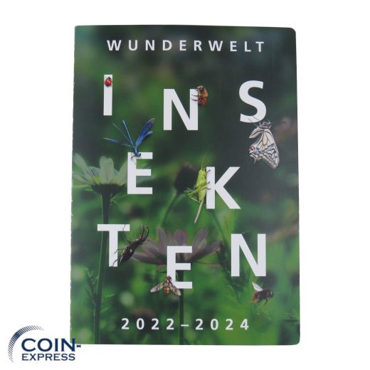 9x 5 Euro Deutschland 2022 - 2024 Wunderwelt der Insekten im Folder