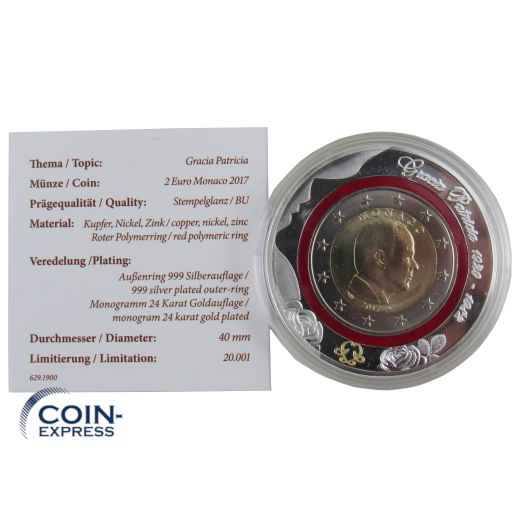 Medaille Monaco 2017 - 2 Euro Polymer Gedenkausgabe Grace Kelly