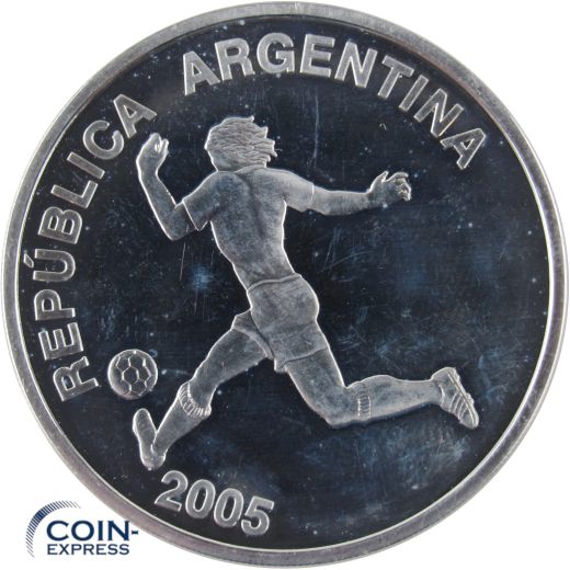 5 Pesos Gedenkmünze Argentinien 2005 - Fußball Weltmeisterschaft