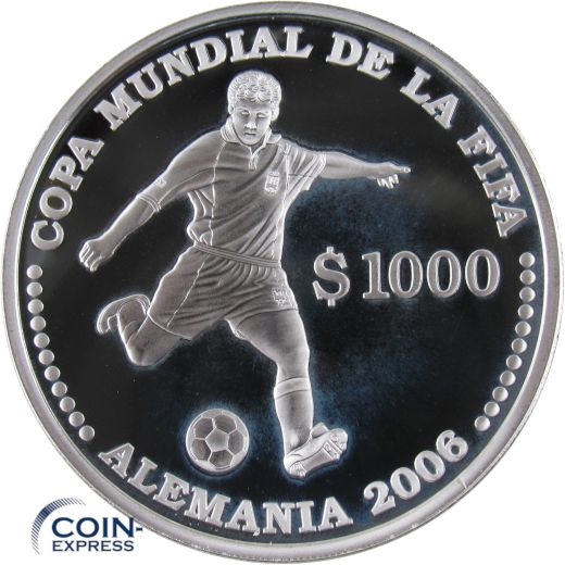 1000 Pesos Gedenkmünze Uruguay 2003 - Fußball Weltmeisterschaft