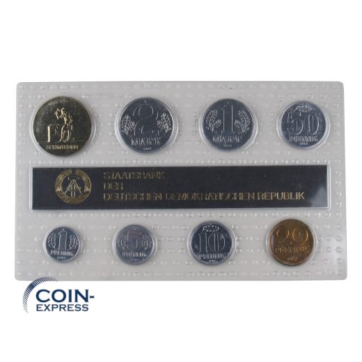 DDR Kursmünzensatz 1987 Stempelglanz mit Medaille Schmieden