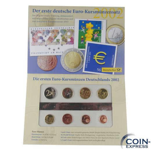 Euro Kursmünzensätze Deutschland 2002 PP F Deutsche Post