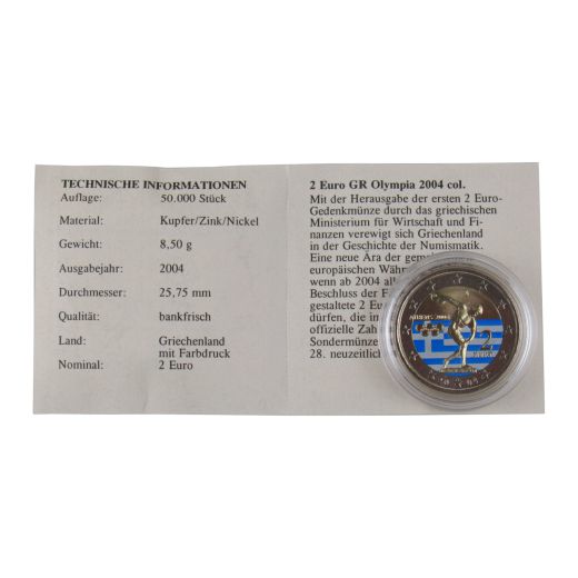 2 Euro Gedenkmünze Griechenland 2004 Olympia Athen Farbmünze