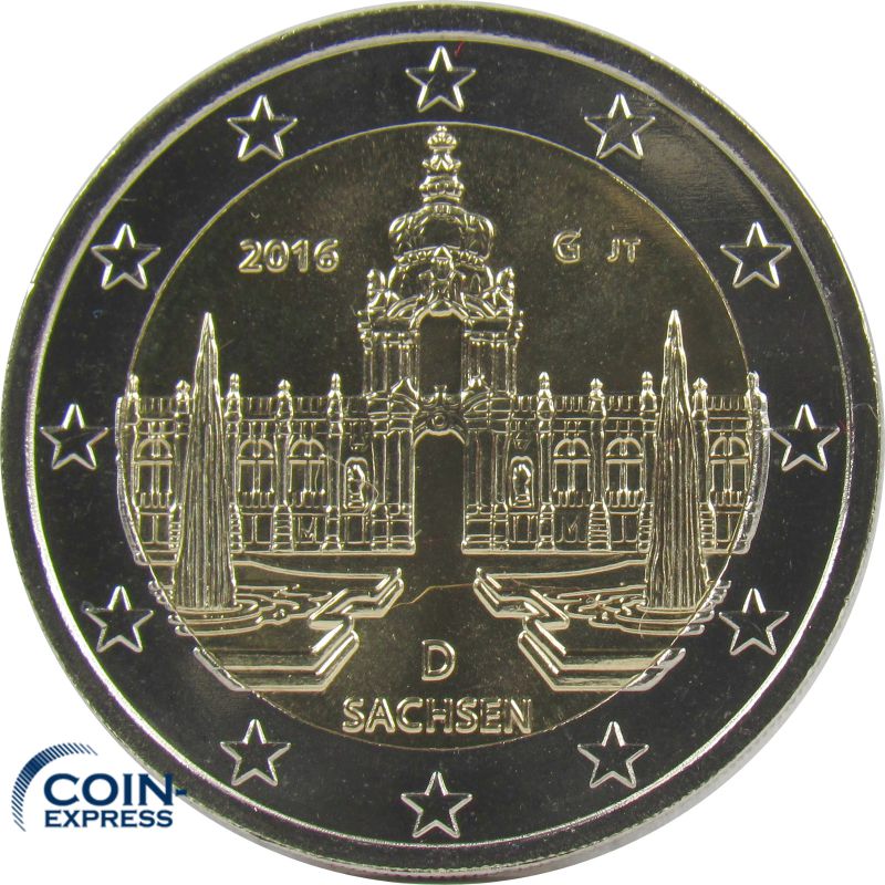 2 Euro Gedenkmünze Deutschland 2016 G Sachsen Dresden Zwinger