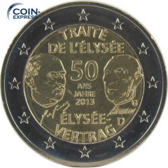 2 Euro Gedenkmünze Deutschland 2013 - Elysee-Vertrag - G