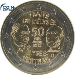 2 Euro Gedenkmünze Deutschland 2013 - Elysee-Vertrag - J