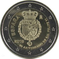 2 Euro Gedenkmünze Spanien 2018 - 50. Geburtstag Felipe VI