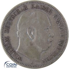 2 Mark Münze Preussen 1876 A Wilhelm I. Silber
