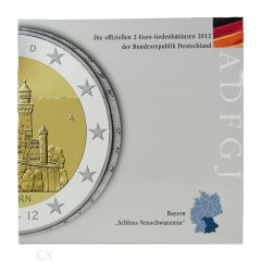 2 Euro Gedenkmünzen Deutschland 2012 Schloss Neuschwanstein ADFGJ im Folder