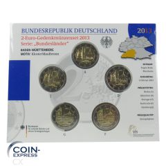 2 Euro Gedenkmünzenset Deutschland 2013 - Kloster Maulbronn - Stempelglanz