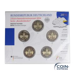 2 Euro Gedenkmünzenset Deutschland 2016 - Dresdner Zwinger - Stempelglanz