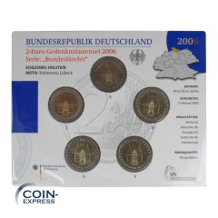 2 Euro Gedenkmünzenset Deutschland 2006 - Holstentor Lübeck - Stempelglanz 2 Euro Gedenkmünzenset Deutschland 2006 - Holstentor Lübeck - Stempelglanz