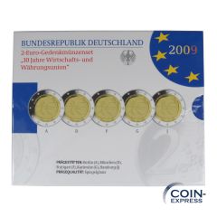 2 Euro Gedenkmünzenset Deutschland 2009 PP - Währungsunion