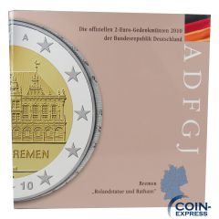 2 Euro Gedenkmünzen Deutschland 2010 Bremen ADFGJ im Folder