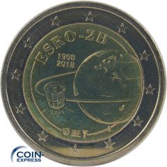 2 Euro Gedenkmünze Belgien 2018 - Forschungssatellit Iris ESRO-2B
