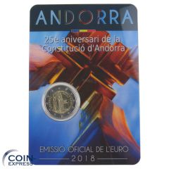 2 Euro Gedenkmünze Andorra 2018 Verfassung in Coincard 2 Euro Gedenkmünze Andorra 2018 Verfassung in Coincard