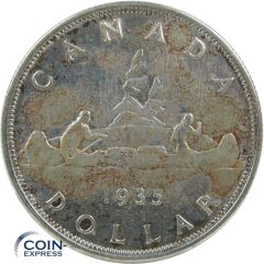 1 Dollar Münze Kanada 1935 - Pelzhändler und Indianerkanu