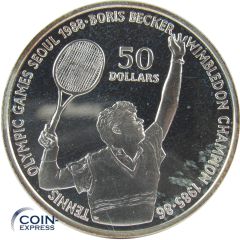 50 Dollar Niue 1987 Boris Becker Wimbledon Sieger 1985-86 50 Dollar Niue 1987 Boris Becker Wimbledon Sieger 1985-86