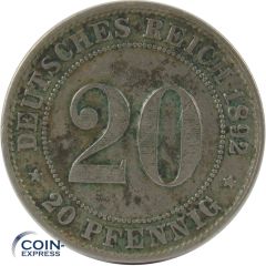 20 Pfennig 1892 G Deutsches Kaiserreich