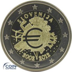 2 Euro Gedenkmünze Slowenien 2012 - 10 Jahre Euro Bargeld - PP 2 Euro Gedenkmünze Slowenien 2012 - 10 Jahre Euro Bargeld - PP