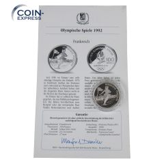 100 Francs Frankreich 1989 Olympia Albertville - Eistanz