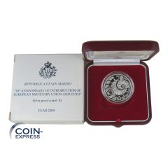 10 Euro Gedenkmünze San Marino 2009 Währungsunion