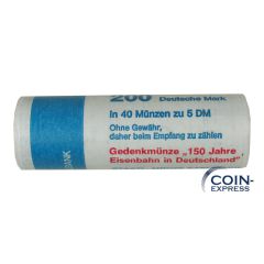 Münzrolle 40x 5 DM Gedenkmünze Deutschland 1985 G 150 Jahre Eisenbahn