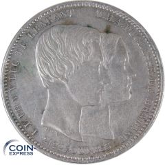 5 Francs Münze Belgien 1853 Hochzeit von Leopold II