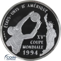 500 Francs Gedenkmünze Kongo 1992 Fußball WM